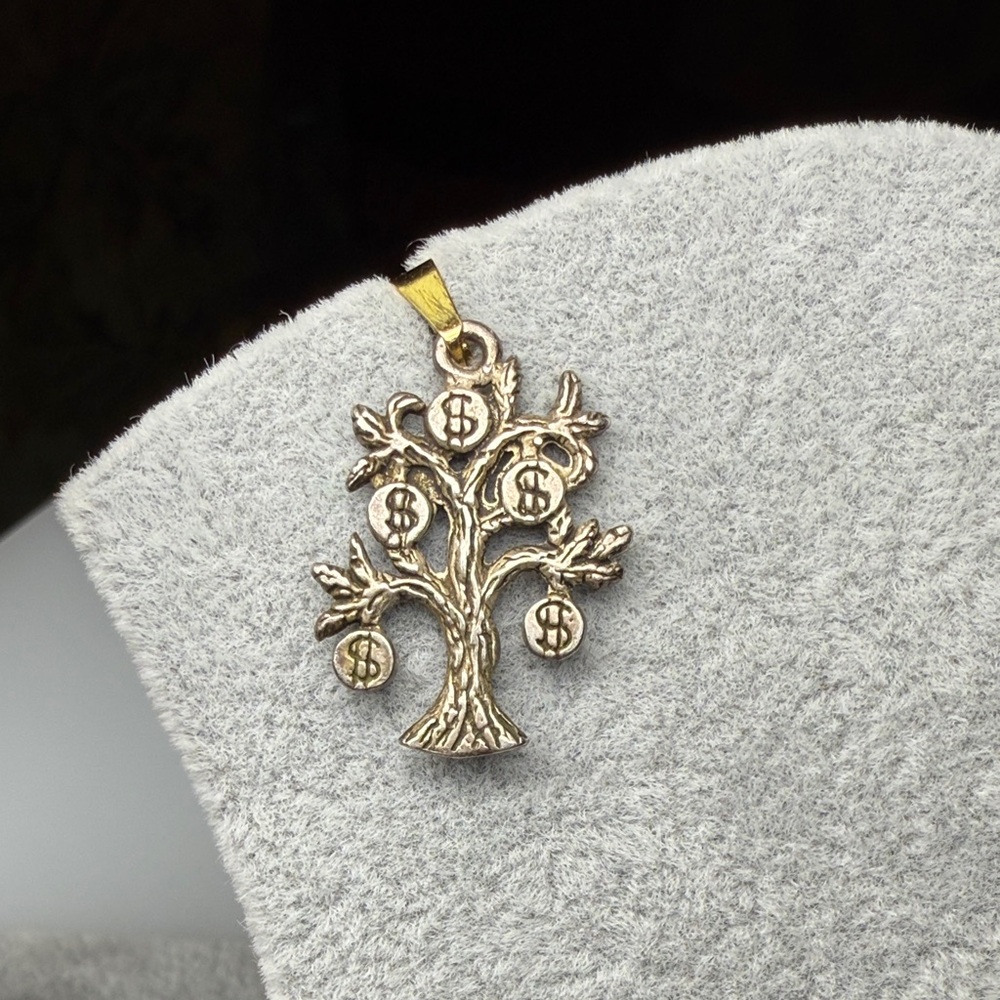 Luxurious Gold Tone Tree of Wealth Pendant